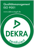 Dekra-Siegel für ISO 9001-Zertifizierung